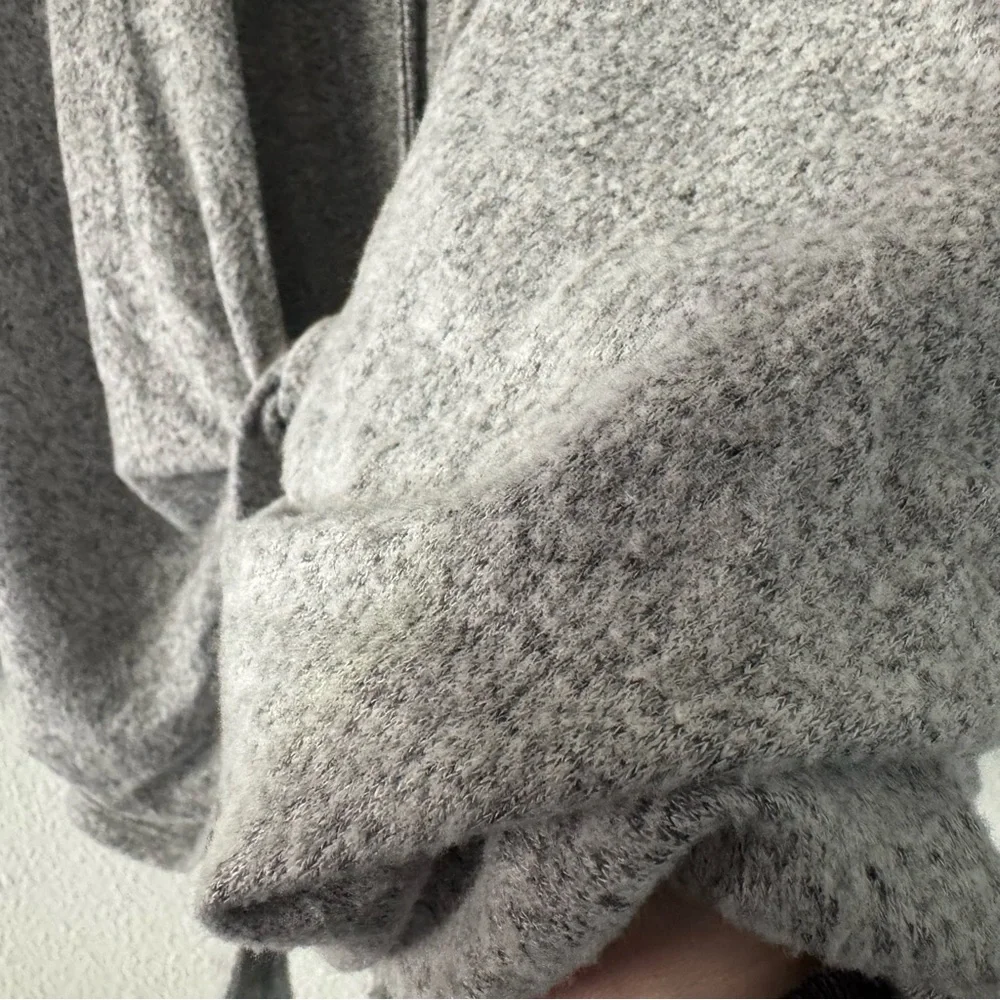 Chico's Cozy Heather Gray Dolman Tie Front Cardigan Chic Relaxed Size 3 (XL) - Picture 6 of 11